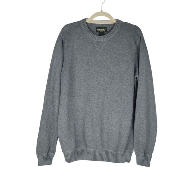 Eddie Bauer Sweater Mens L Dark Gray Heavyweight Cotton Long Sleeve Crew Neck - Picture 1 of 6